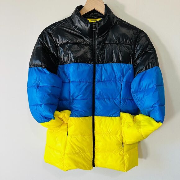 Aqua Women's Yellow and Blue Color Block Jacket Size M - Picture 1 of 6